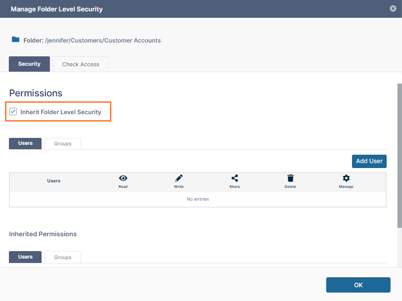 Set Permissions on Folders in the User Dashboard - FileCloud Docs - Server